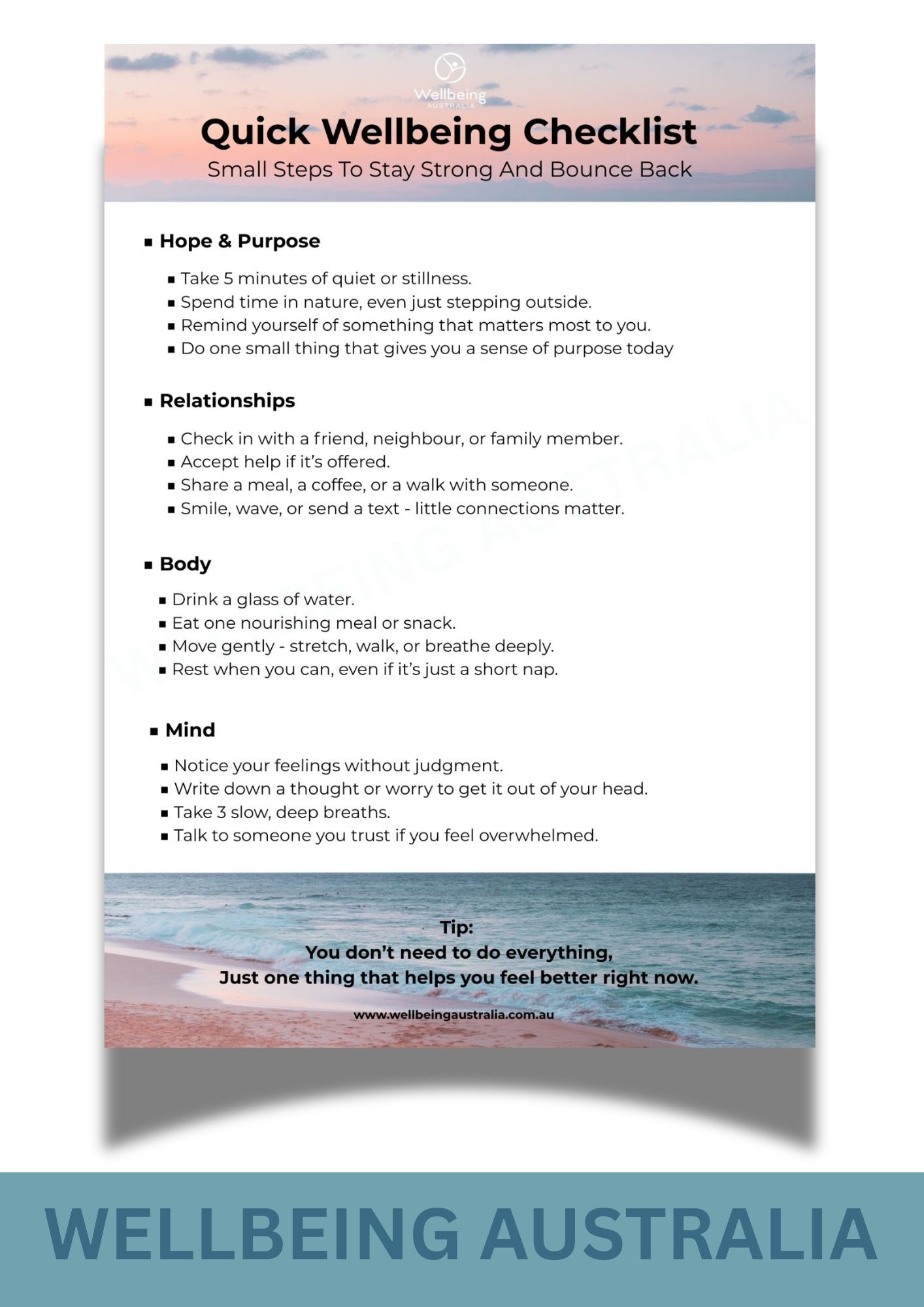 Quick Wellbeing Checklist
